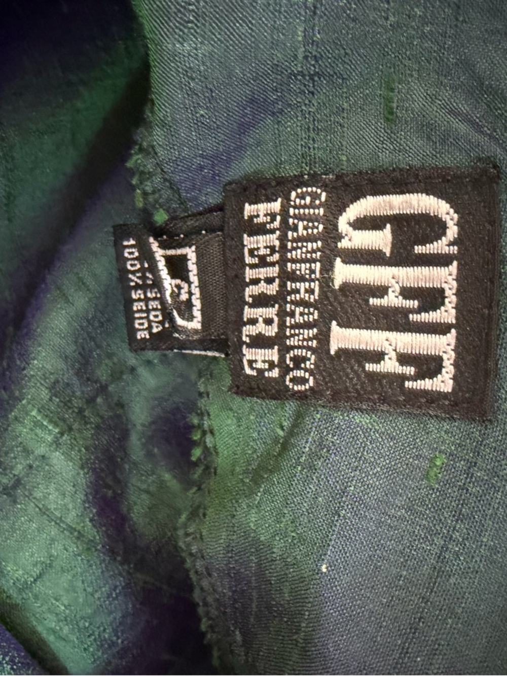 Gianfranco Ferre Teal silk Green and Burgundy Wrap-Detail A-Line Skirt - Picture 2 of 5